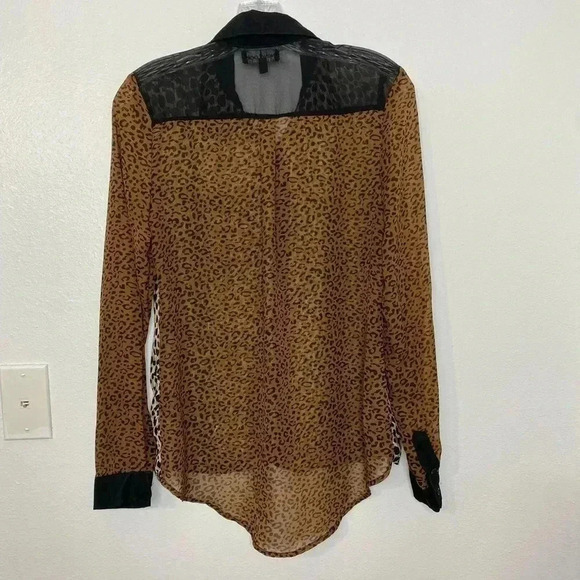 Asos New Look Animal Print Patchwork Button Down Blouse - Picture 3 of 4